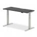 Air Black Series 1400 x 600mm Height Adjustable Desk Black Top with Cable Ports Silver Leg HA01278