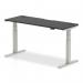 Air Black Series 1600 x 600mm Height Adjustable Desk Black Top with Cable Ports Silver Leg HA01279