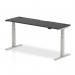 Air Black Series 1800 x 600mm Height Adjustable Desk Black Top with Cable Ports Silver Leg HA01280