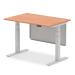 Air 1200 x 800mm Height Adjustable Desk Beech Top Silver Leg With Silver Steel Modesty Panel HA01281