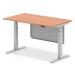 Air 1400 x 800mm Height Adjustable Desk Beech Top Silver Leg With Silver Steel Modesty Panel HA01282