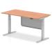 Air 1600 x 800mm Height Adjustable Desk Beech Top Silver Leg With Silver Steel Modesty Panel HA01283