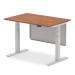 Air 1200 x 800mm Height Adjustable Desk Walnut Top Silver Leg With Silver Steel Modesty Panel HA01285