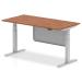 Air 1600 x 800mm Height Adjustable Desk Walnut Top Silver Leg With Silver Steel Modesty Panel HA01287
