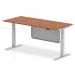 Air Modesty 1800 x 800mm Height Adjustable Office Desk Walnut Top Silver Leg With Silver Steel Modesty Panel HA01288