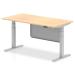 Air 1600 x 800mm Height Adjustable Desk Maple Top Silver Leg With Silver Steel Modesty Panel HA01295