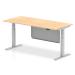 Air 1800 x 800mm Height Adjustable Desk Maple Top Silver Leg With Silver Steel Modesty Panel HA01296