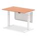 Air 1200 x 800mm Height Adjustable Desk Beech Top White Leg With White Steel Modesty Panel HA01301