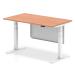 Air 1400 x 800mm Height Adjustable Desk Beech Top White Leg With White Steel Modesty Panel HA01302