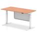 Air 1600 x 800mm Height Adjustable Desk Beech Top White Leg With White Steel Modesty Panel HA01303
