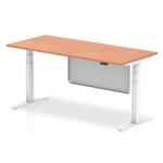 Air Modesty 1800 x 800mm Height Adjustable Office Desk Beech Top White Leg With White Steel Modesty Panel HA01304