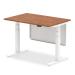 Air 1200 x 800mm Height Adjustable Desk Walnut Top White Leg With White Steel Modesty Panel HA01305