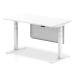 Air 1400 x 800mm Height Adjustable Desk White Top White Leg With White Steel Modesty Panel HA01310