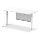 Air Modesty 1600 x 800mm Height Adjustable Office Desk White Top White Leg With White Steel Modesty Panel HA01311
