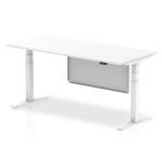 Air Modesty 1800 x 800mm Height Adjustable Office Desk White Top White Leg With White Steel Modesty Panel HA01312
