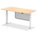 Air 1600 x 800mm Height Adjustable Desk Maple Top White Leg With White Steel Modesty Panel HA01315