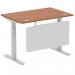 Air Modesty 1200 x 800mm Height Adjustable Office Desk Walnut Top Cable Ports Silver Leg With Silver Steel Modesty Panel HA01325