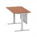 Air 1400 x 800mm Height Adjustable Desk Walnut Top Cable Ports Silver Leg With Silver Steel Modesty Panel HA01326