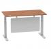 Air 1400 x 800mm Height Adjustable Desk Walnut Top Cable Ports Silver Leg With Silver Steel Modesty Panel HA01326