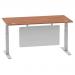 Air 1600 x 800mm Height Adjustable Desk Walnut Top Cable Ports Silver Leg With Silver Steel Modesty Panel HA01327