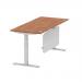Air 1800 x 800mm Height Adjustable Desk Walnut Top Cable Ports Silver Leg With Silver Steel Modesty Panel HA01328