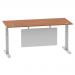 Air 1800 x 800mm Height Adjustable Desk Walnut Top Cable Ports Silver Leg With Silver Steel Modesty Panel HA01328
