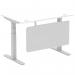 Air Modesty 1200 x 800mm Height Adjustable Office Desk White Top Cable Ports Silver Leg With Silver Steel Modesty Panel HA01329