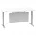 Air 1600 x 800mm Height Adjustable Desk White Top Cable Ports Silver Leg With Silver Steel Modesty Panel HA01331