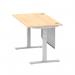 Air Modesty 1400 x 800mm Height Adjustable Office Desk Maple Top Cable Ports Silver Leg With Silver Steel Modesty Panel HA01334