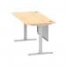 Air Modesty 1600 x 800mm Height Adjustable Office Desk Maple Top Cable Ports Silver Leg With Silver Steel Modesty Panel HA01335
