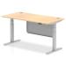 Air 1600 x 800mm Height Adjustable Desk Maple Top Cable Ports Silver Leg With Silver Steel Modesty Panel HA01335