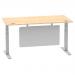 Air 1600 x 800mm Height Adjustable Desk Maple Top Cable Ports Silver Leg With Silver Steel Modesty Panel HA01335