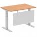 Air Modesty 1200 x 800mm Height Adjustable Office Desk Oak Top Cable Ports Silver Leg With Silver Steel Modesty Panel HA01337