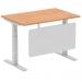 Air 1200 x 800mm Height Adjustable Desk Oak Top Cable Ports Silver Leg With Silver Steel Modesty Panel HA01337
