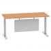 Air 1800 x 800mm Height Adjustable Desk Oak Top Cable Ports Silver Leg With Silver Steel Modesty Panel HA01340