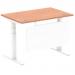Air 1200 x 800mm Height Adjustable Desk Beech Top Cable Ports White Leg With White Steel Modesty Panel HA01341