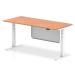 Air 1800 x 800mm Height Adjustable Desk Beech Top Cable Ports White Leg With White Steel Modesty Panel HA01344