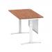 Air 1400 x 800mm Height Adjustable Desk Walnut Top Cable Ports White Leg With White Steel Modesty Panel HA01346