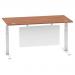Air 1600 x 800mm Height Adjustable Desk Walnut Top Cable Ports White Leg With White Steel Modesty Panel HA01347