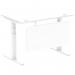 Air Modesty 1200 x 800mm Height Adjustable Office Desk White Top Cable Ports White Leg With White Steel Modesty Panel HA01349