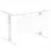 Air 1200 x 800mm Height Adjustable Desk White Top Cable Ports White Leg With White Steel Modesty Panel HA01349