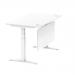 Air 1400 x 800mm Height Adjustable Desk White Top Cable Ports White Leg With White Steel Modesty Panel HA01350
