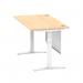 Air Modesty 1400 x 800mm Height Adjustable Office Desk Maple Top Cable Ports White Leg With White Steel Modesty Panel HA01354