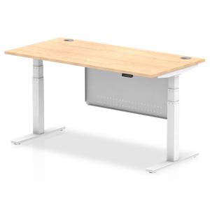 Air Modesty 1600 x 800mm Height Adjustable Office Desk Maple Top Cable