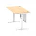 Air 1600 x 800mm Height Adjustable Desk Maple Top Cable Ports White Leg With White Steel Modesty Panel HA01355