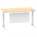 Air 1600 x 800mm Height Adjustable Desk Maple Top Cable Ports White Leg With White Steel Modesty Panel HA01355