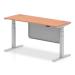 Air 1600 x 600mm Height Adjustable Desk Beech Top Cable Ports Silver Leg With Silver Steel Modesty Panel HA01363