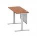 Air 1400 x 600mm Height Adjustable Desk Walnut Top Cable Ports Silver Leg With Silver Steel Modesty Panel HA01366
