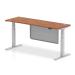 Air 1800 x 600mm Height Adjustable Desk Walnut Top Cable Ports Silver Leg With Silver Steel Modesty Panel HA01368