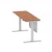 Air 1800 x 600mm Height Adjustable Desk Walnut Top Cable Ports Silver Leg With Silver Steel Modesty Panel HA01368